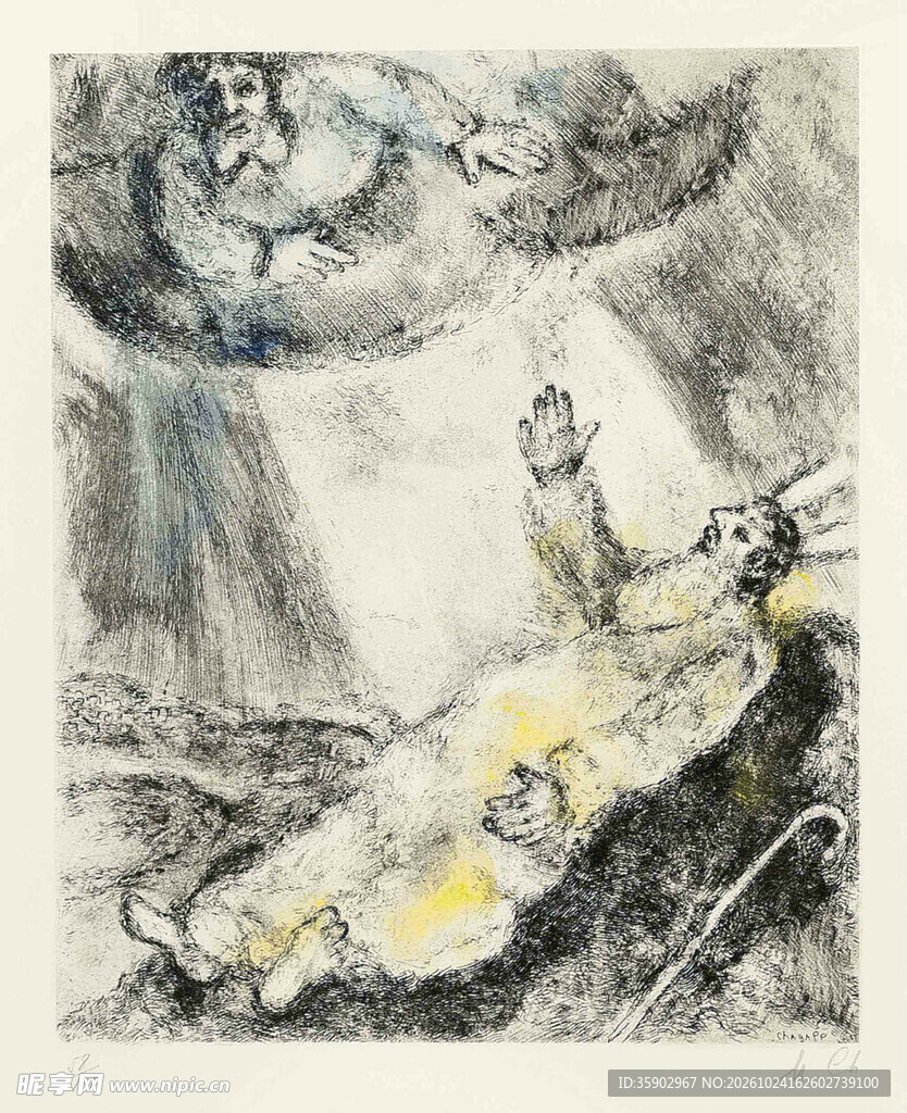 古典淡彩人物版画