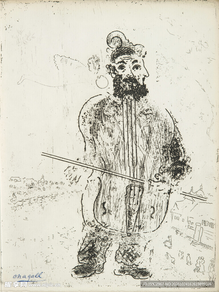 古代持剑武士拓片