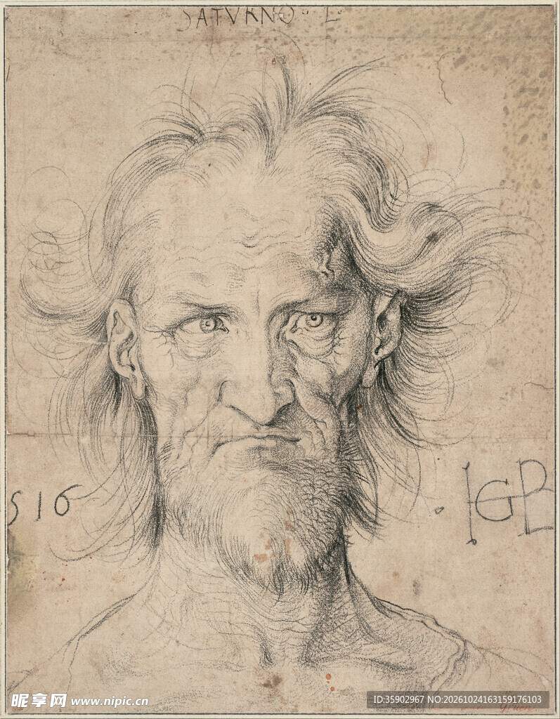 古典素描男子肖像