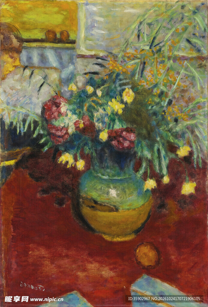 瓶花静物油画