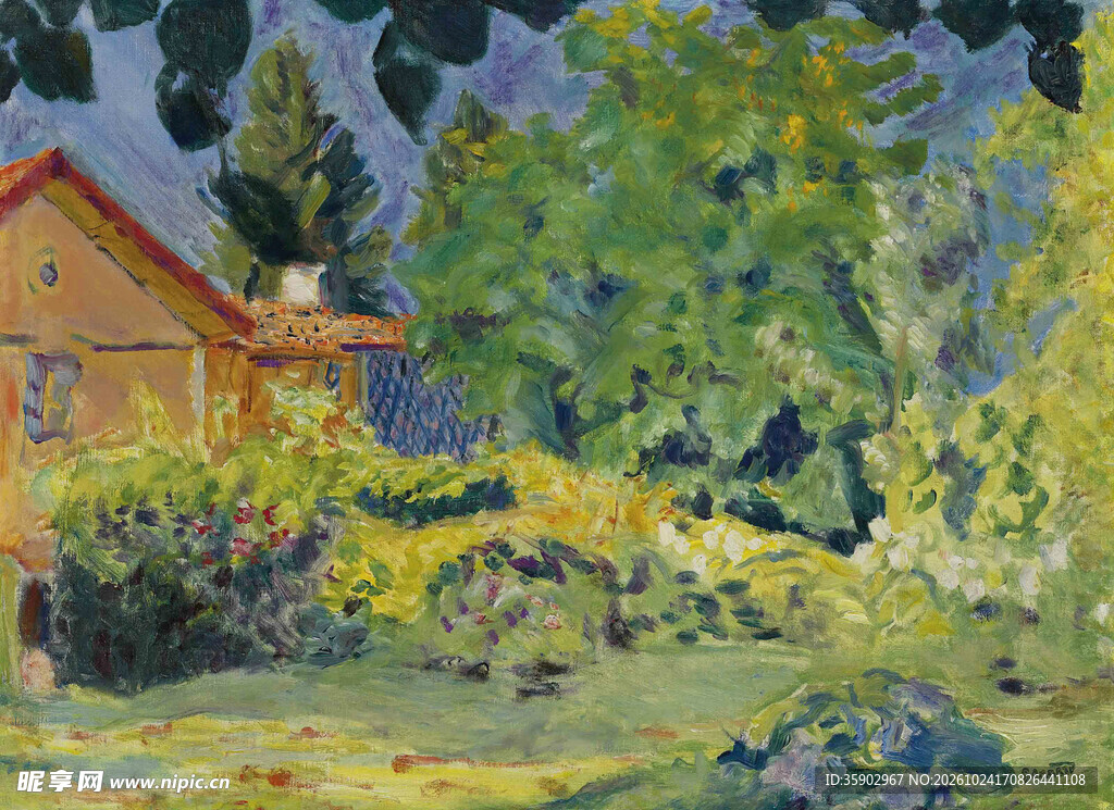 郊野小屋风景油画