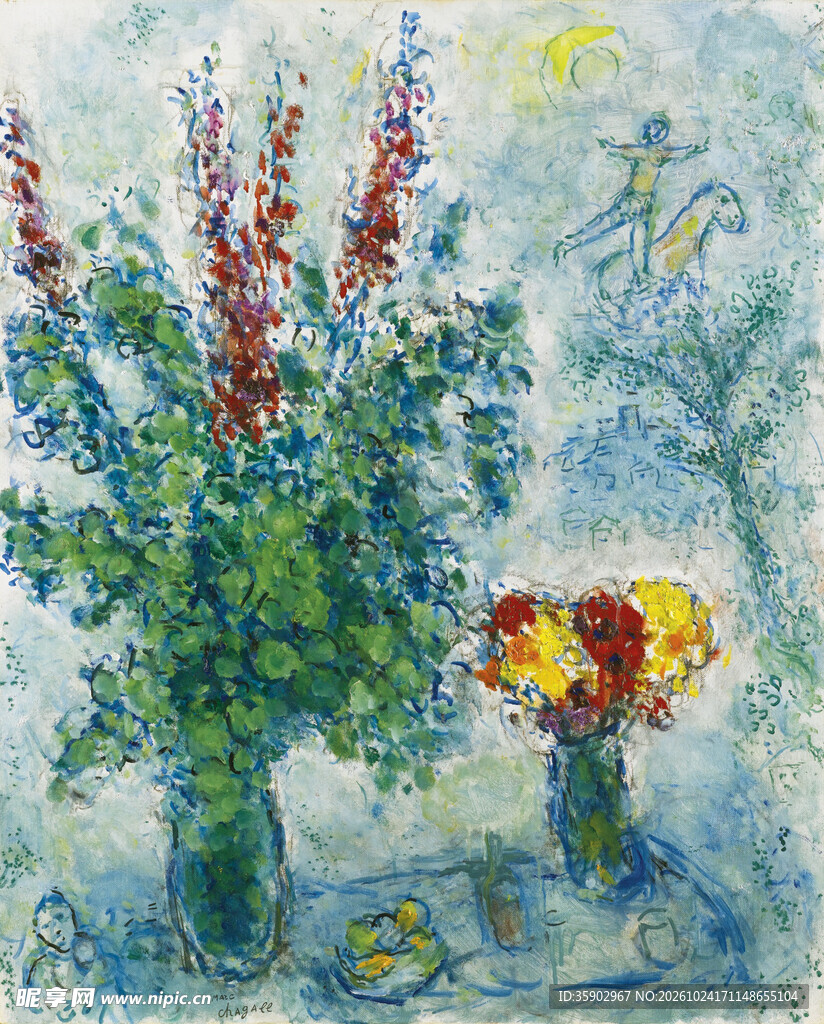 点彩风花卉静物油画