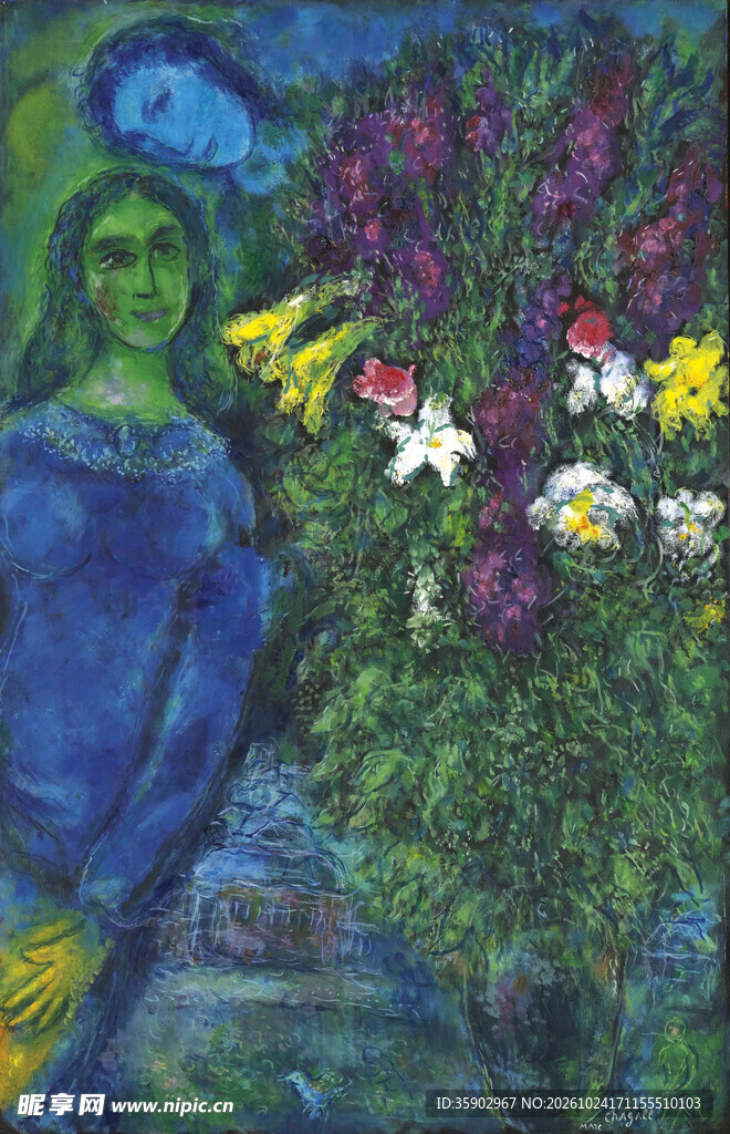 抽象人物花卉油画