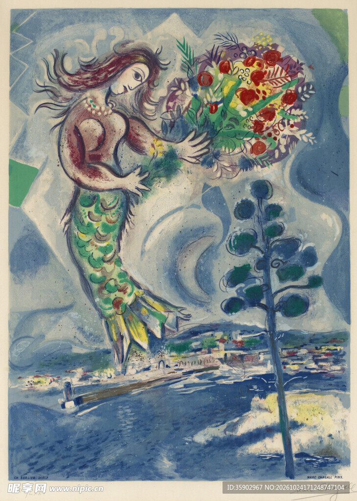 美人鱼抽象艺术画作