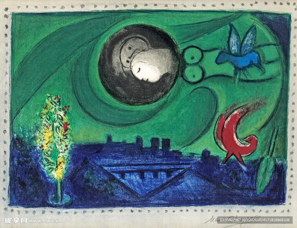抽象月夜风景装饰画