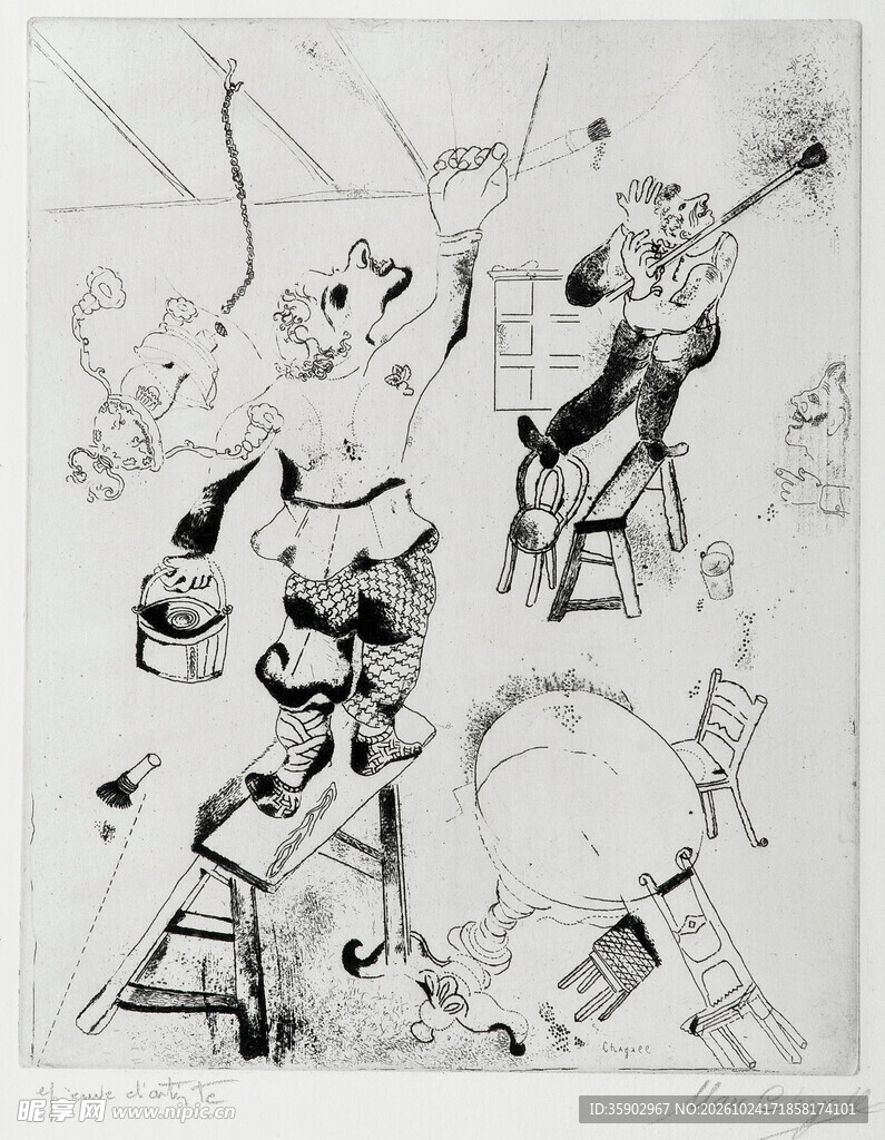古版画劳作场景