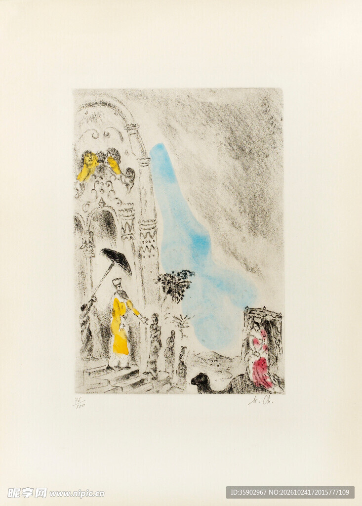 欧式复古街景淡彩版画