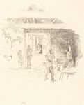复古旧街行人素描