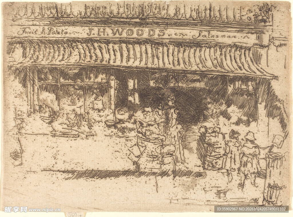 复古老建筑版画速写