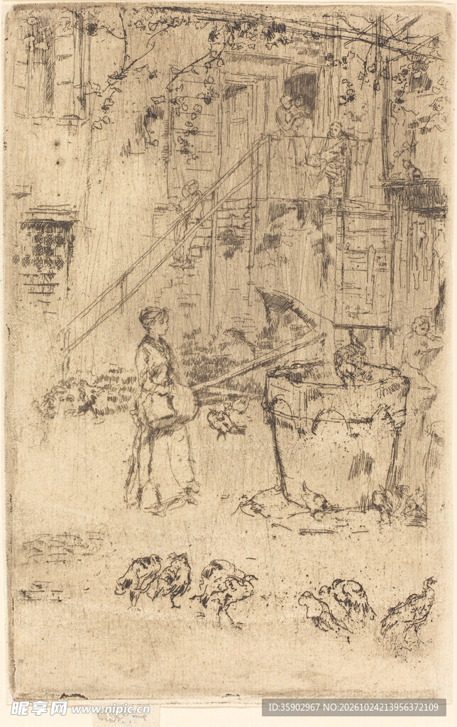 古旧帆船线描版画