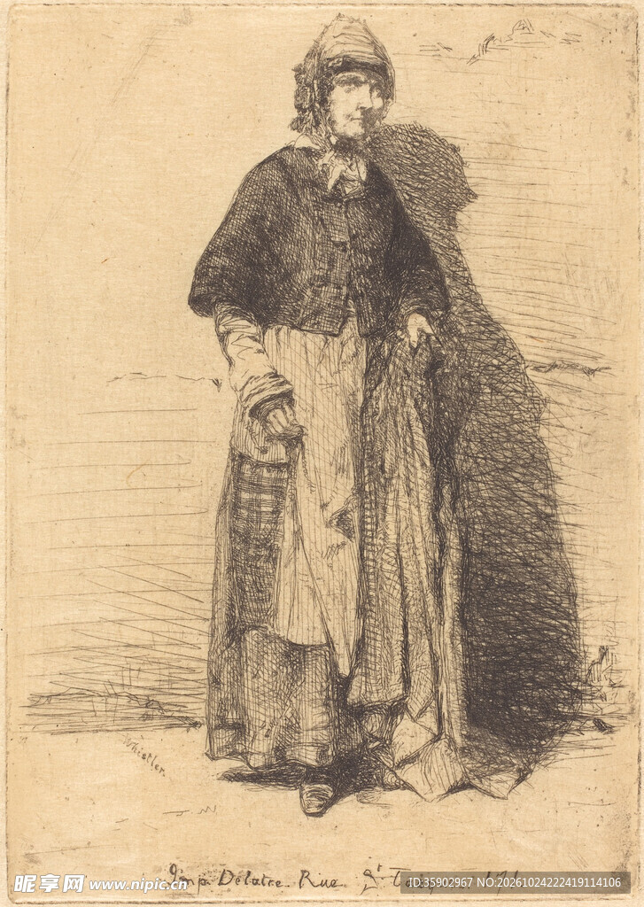 古典女子素描版画