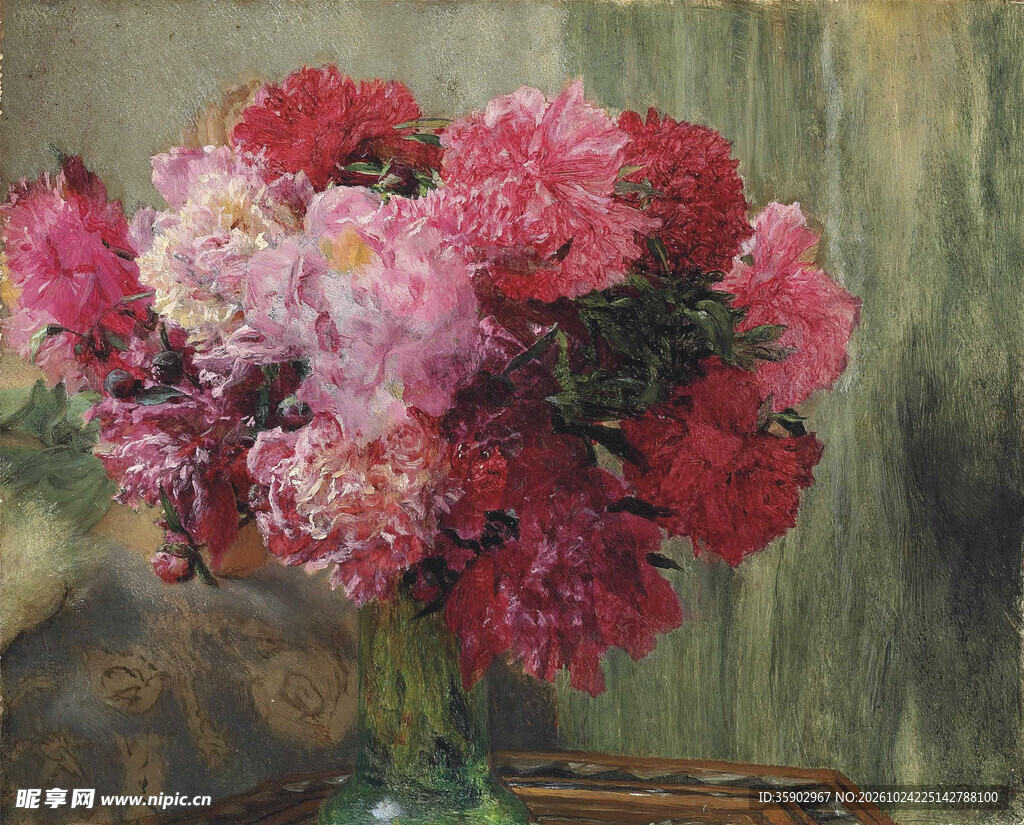 牡丹花卉静物油画