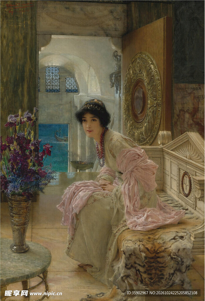 居家女子油画