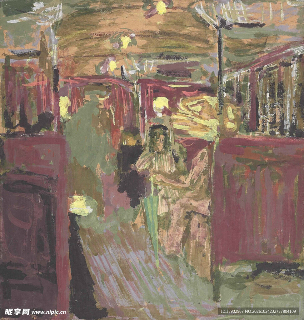 印象派夜景街景油画