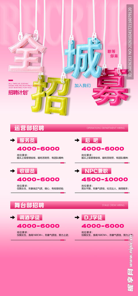 酒吧招聘海报