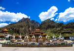 藏地佛塔寺院山景