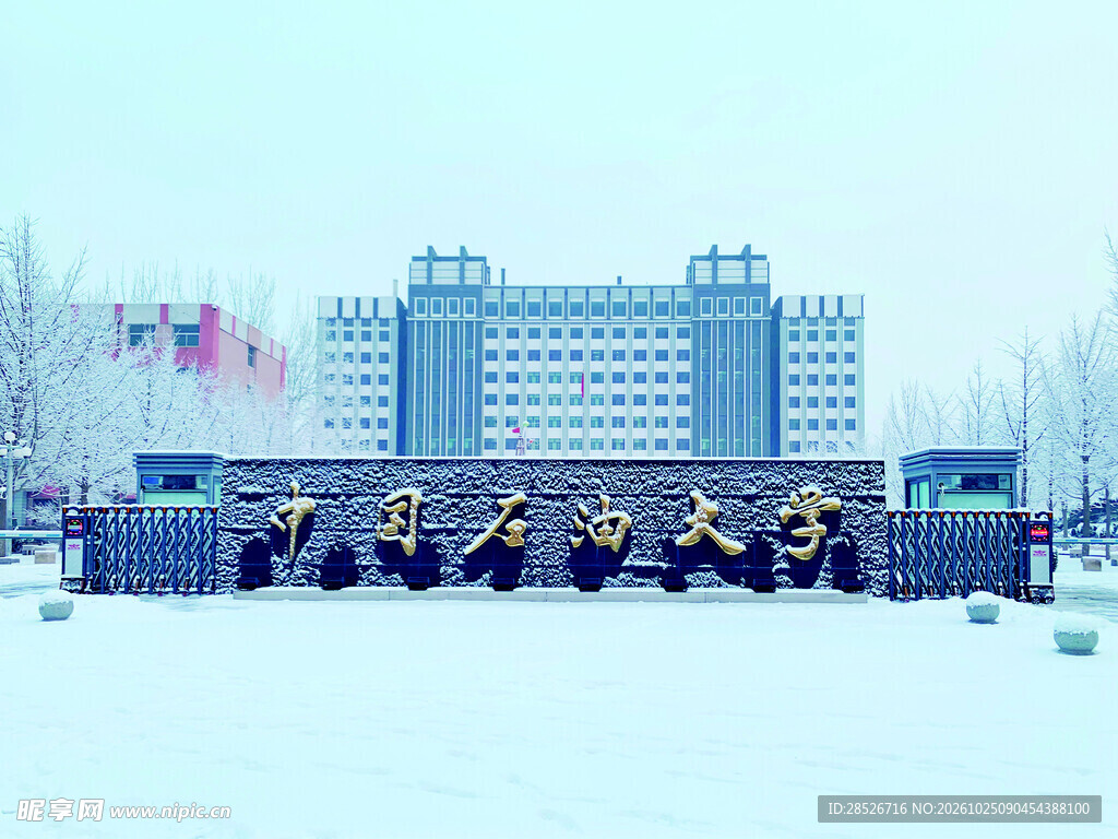 雪后中国石油大学校门