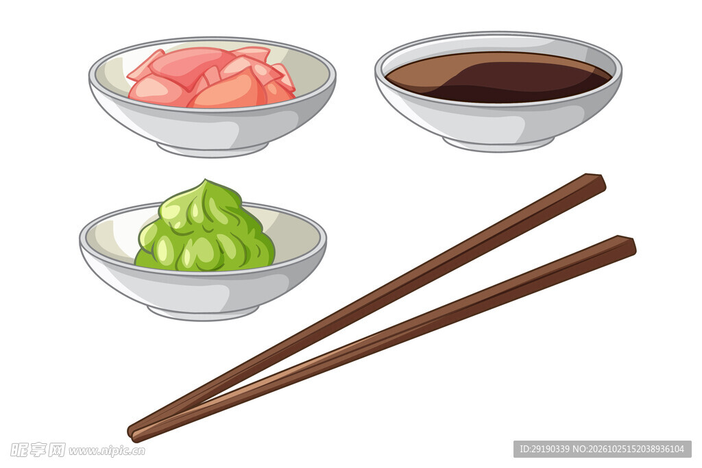 日式料理蘸料餐具插画