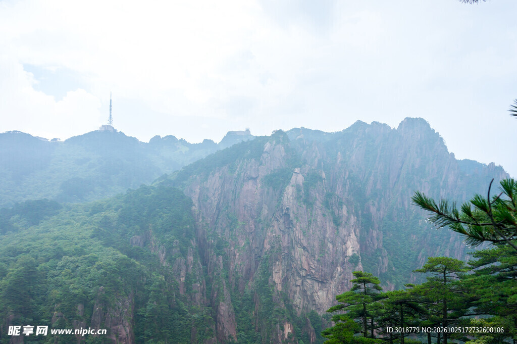 雾绕青山自然景致