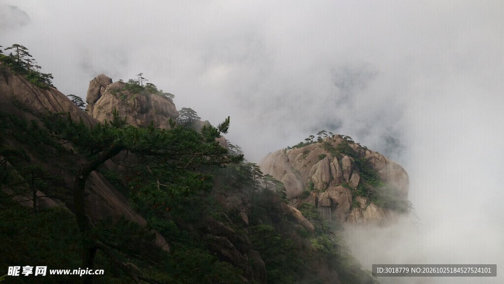 云雾缭绕山野风光