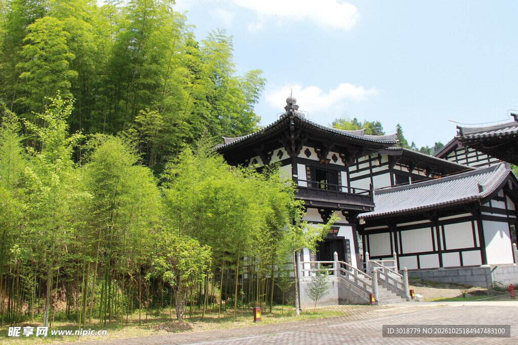 林间中式古建风光