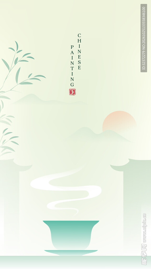 国风淡雅茶道意境图