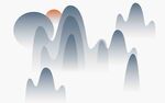新中式渐变山水插画