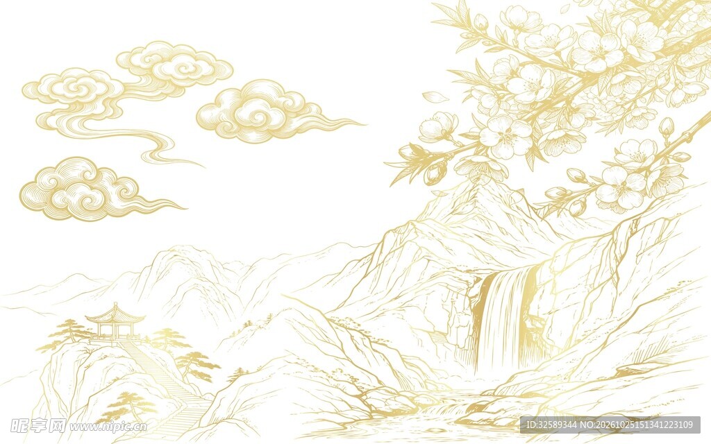 浅金草叶装饰底纹