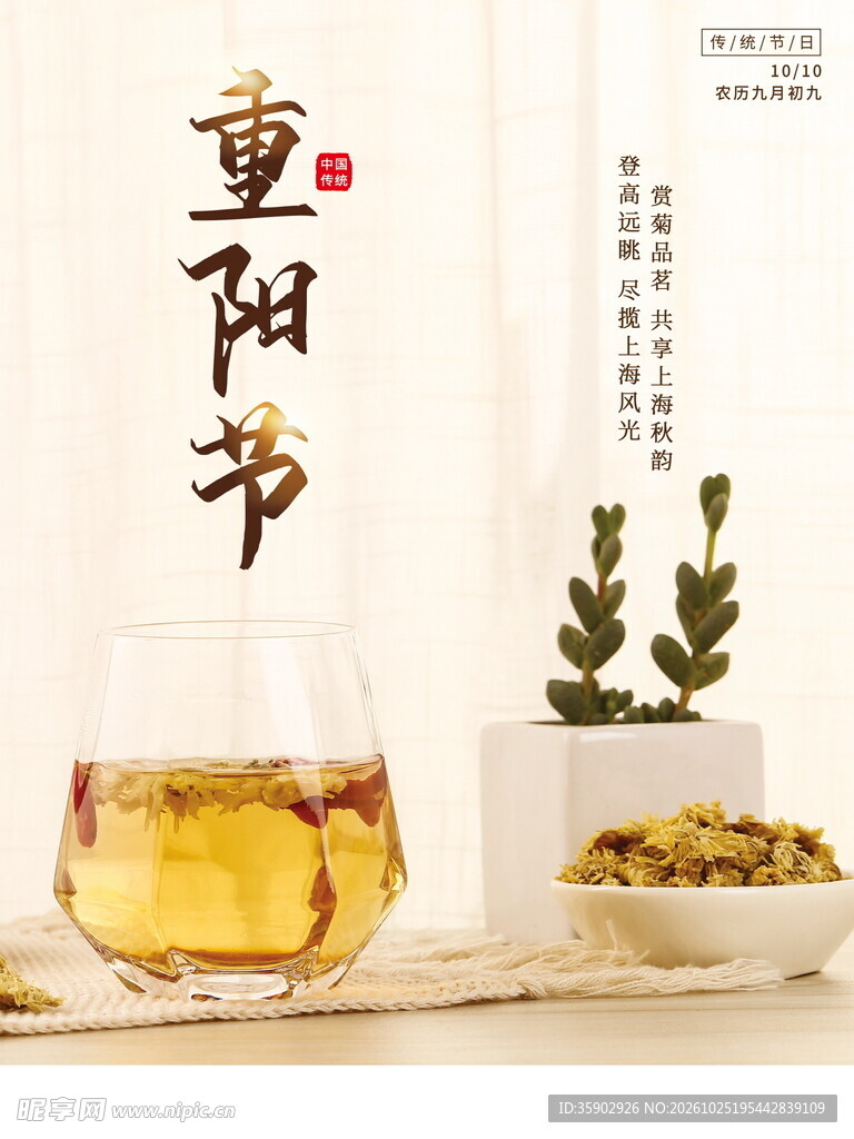 重阳节国风养生海报