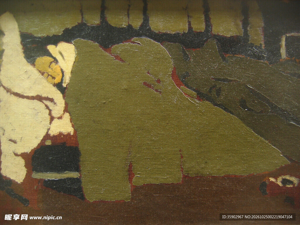 复古林间小路风景版画