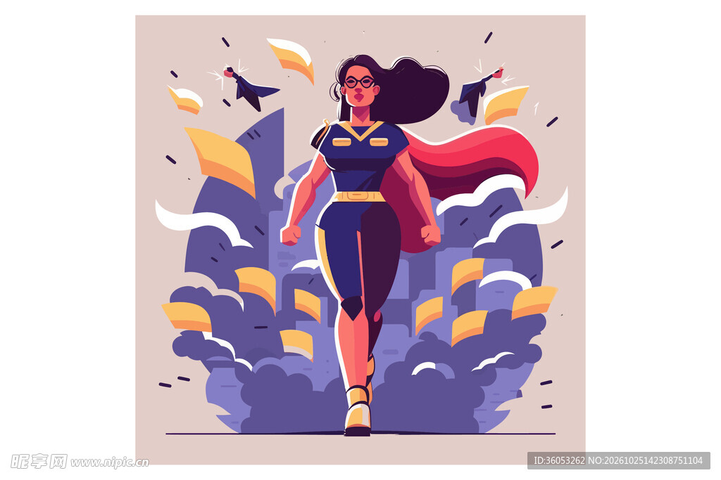 都市女超人励志插画