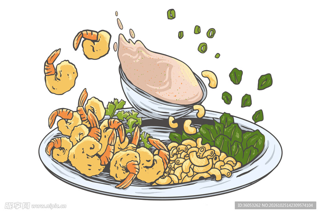 创意手绘西餐美食插画