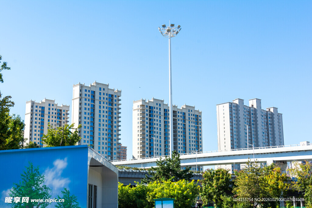 城市高层住宅群远景