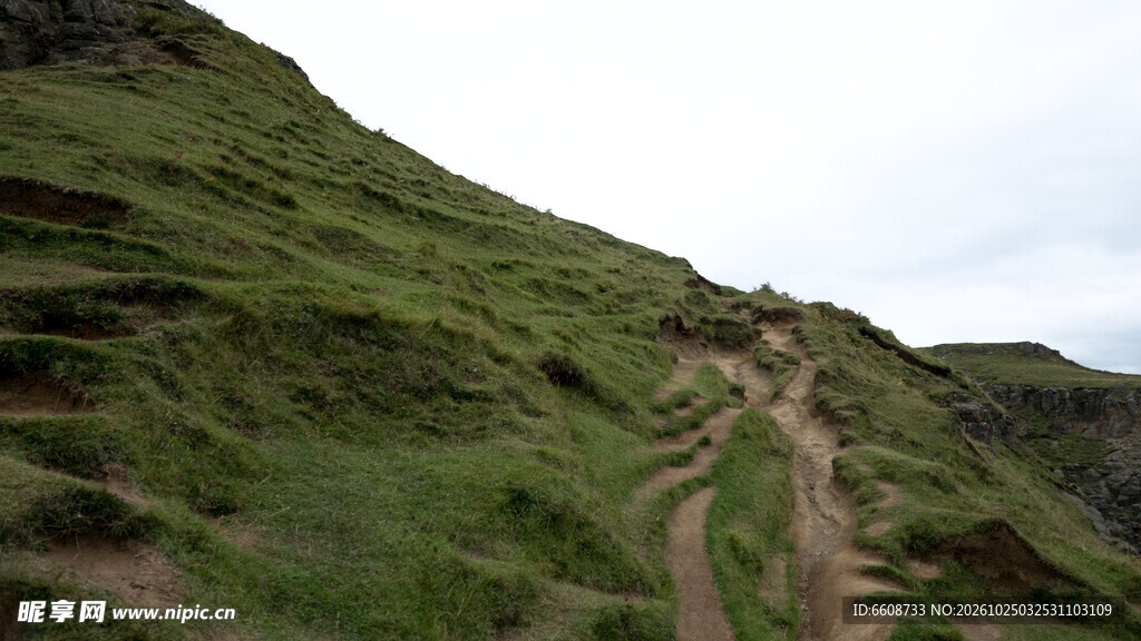 草坡山野土路风光