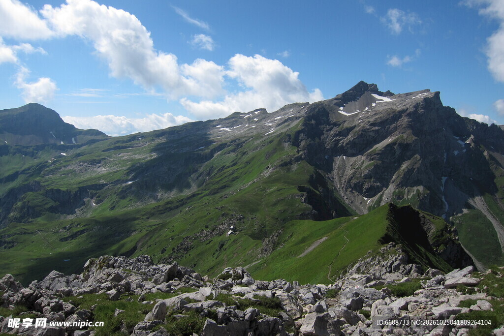 晴日高山草甸风光