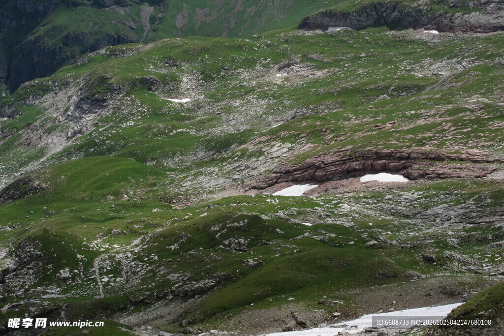 高山草甸残雪山野风光