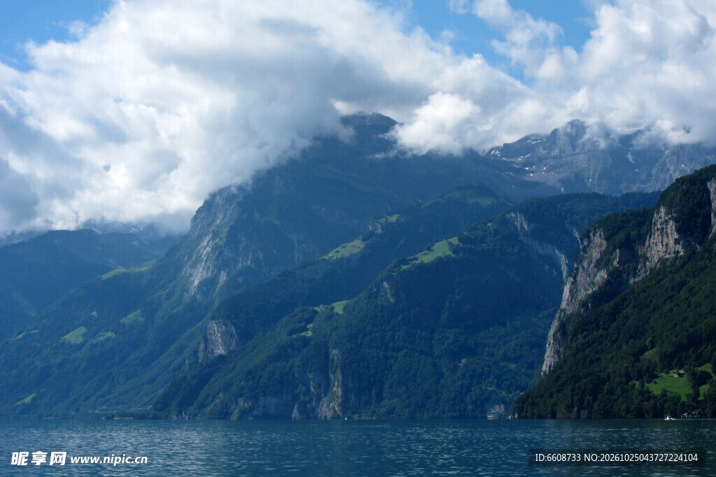 山湖云天自然风景