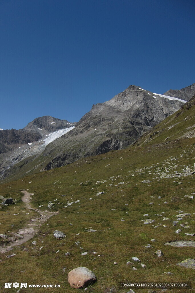 高山草甸雪山晴日风光