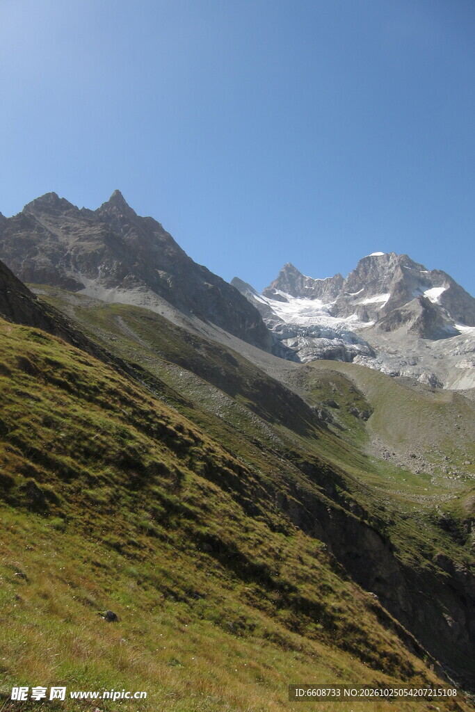 高山草甸雪山自然风光