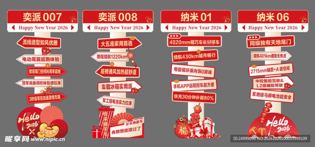 新年路牌指引牌