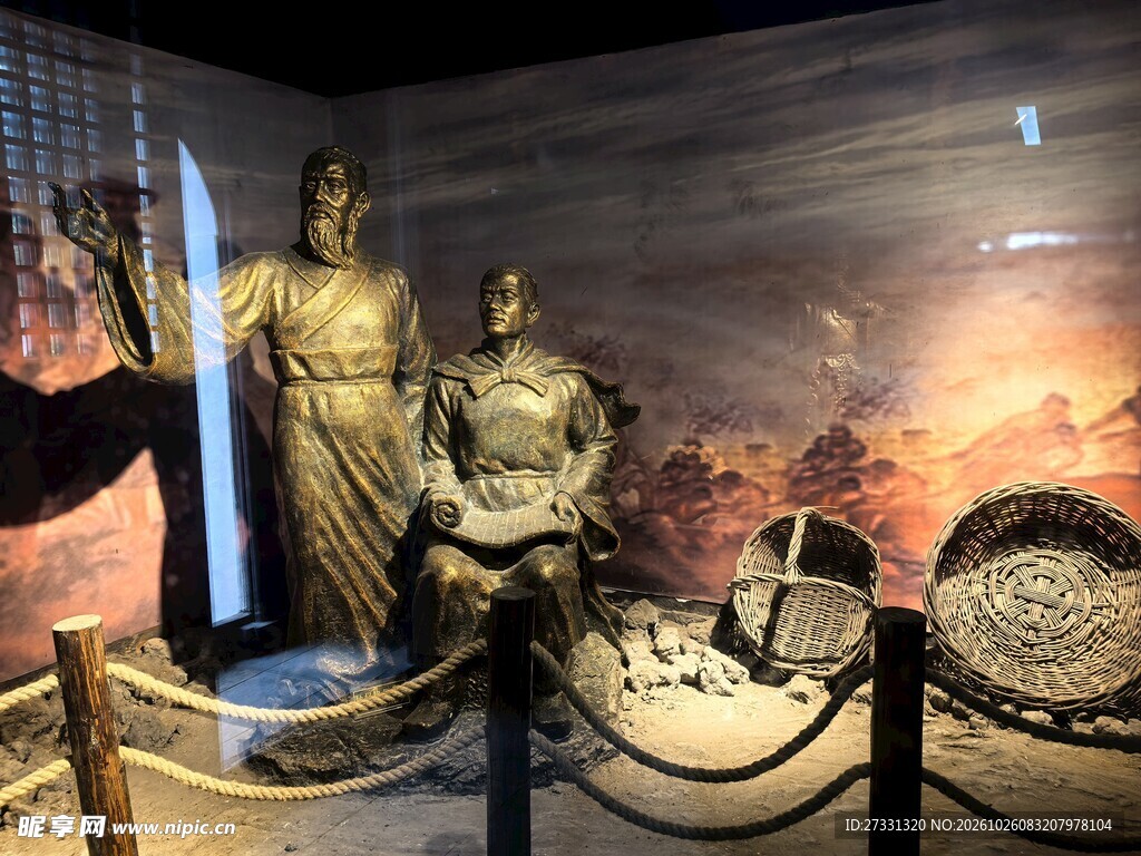 博物馆古代人物雕塑