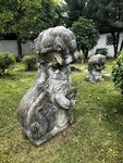 草坪上的古石狮子