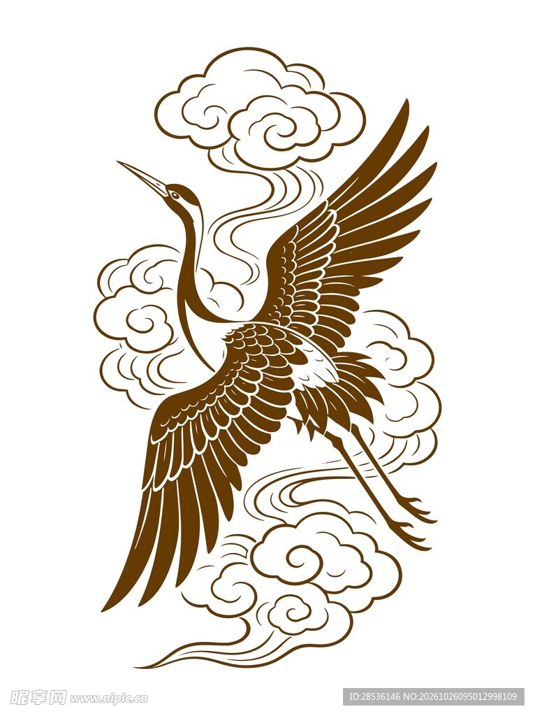 仙鹤祥云纹样
