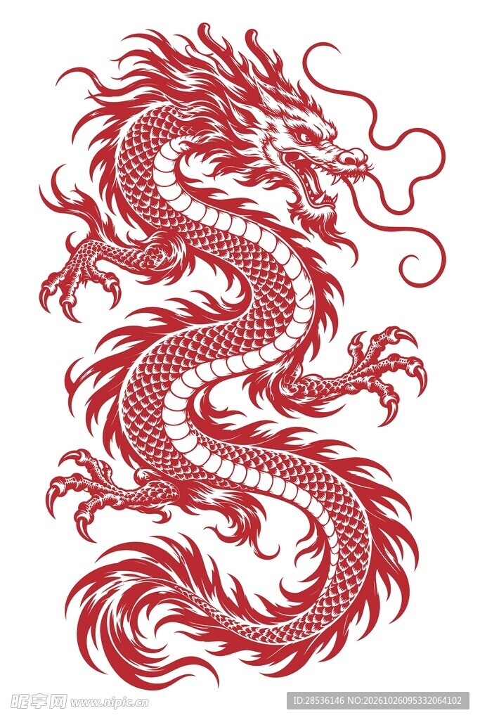 红色龙纹素材