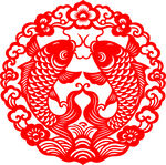 双鱼吉祥剪纸纹样