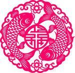 双鱼贺寿传统剪纸
