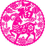 羊年福字剪纸窗花