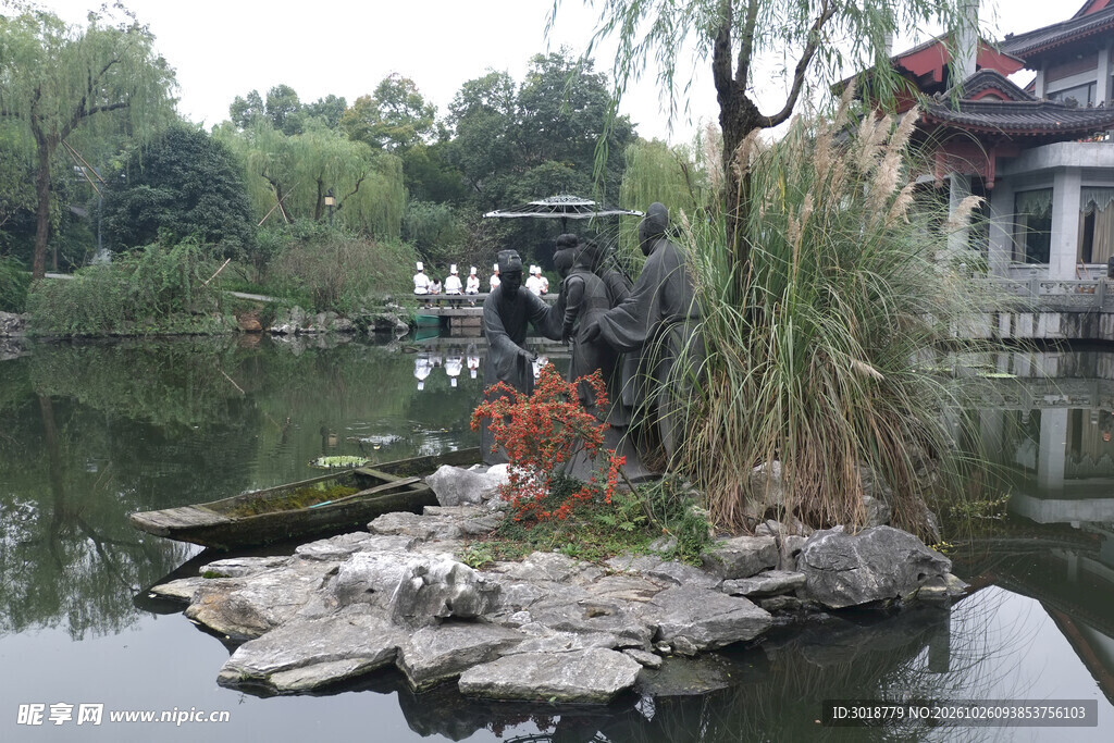 湖畔中式园林小景