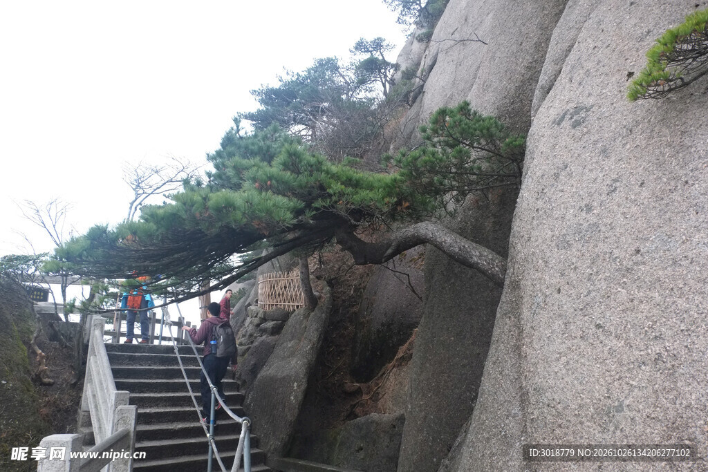 山间登山石阶步道