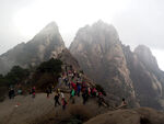 华山山道登山游客